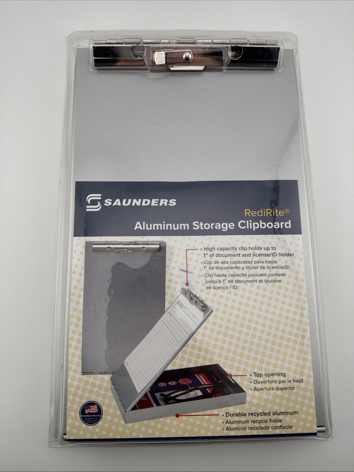 Saunders 00213 Redi-Rite Memo Size Aluminum Storage Clipboard Top Opening 6 x 10