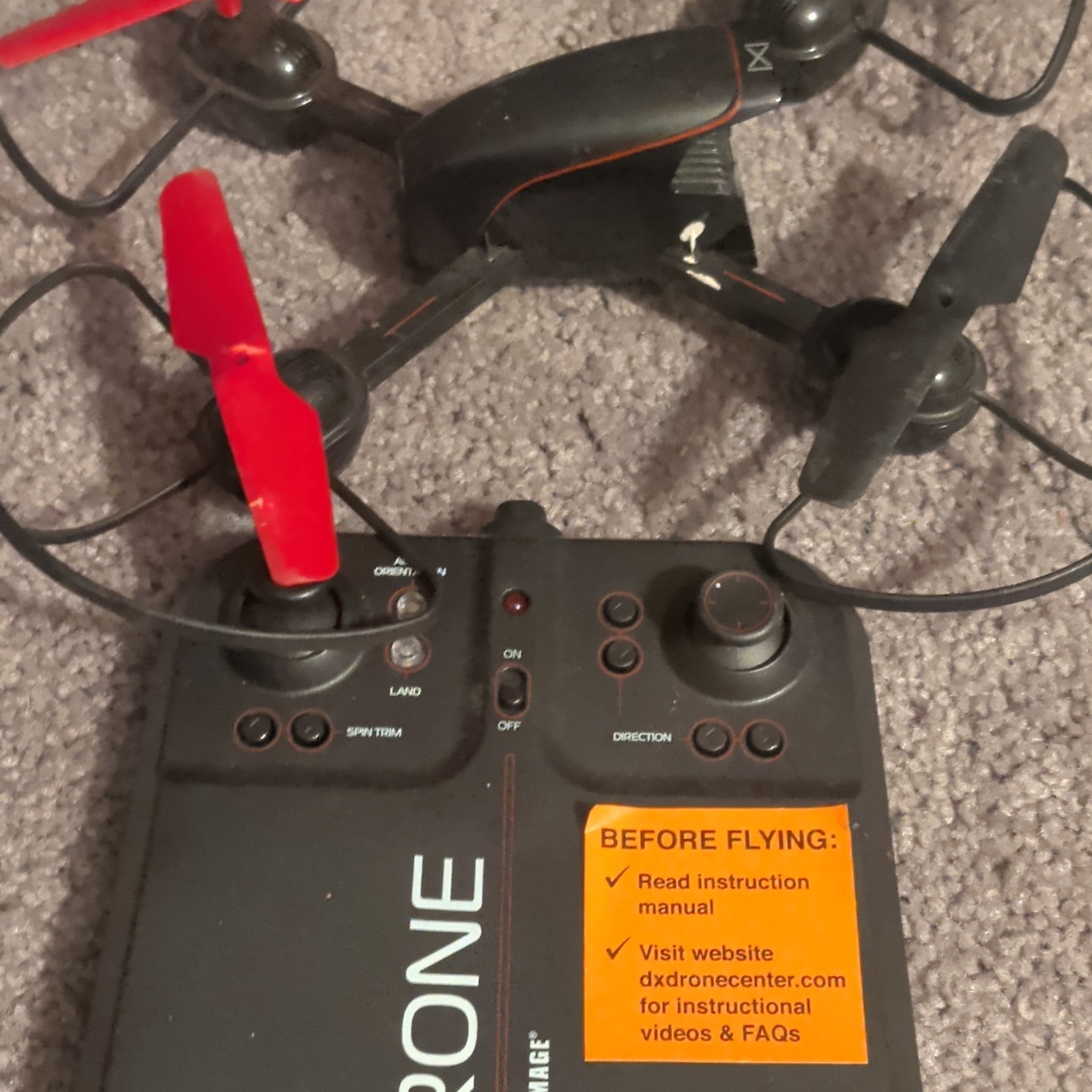 DRONE Toy Grade Quadcopter w/ Remote Controller, Auto Orientation, Black/Red