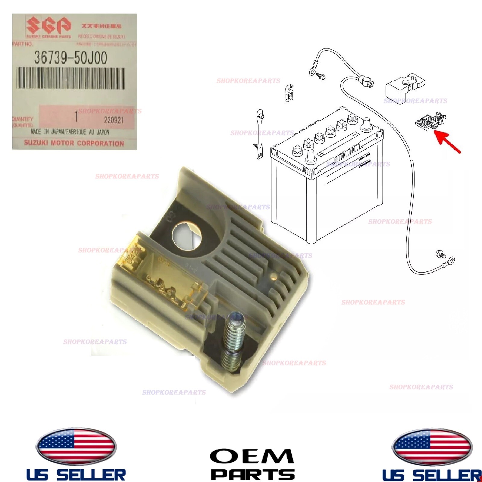 Genuine OEM 80A Battery Fusible Link Main Fuse Suzuki Grand Vitara 36739-50J00