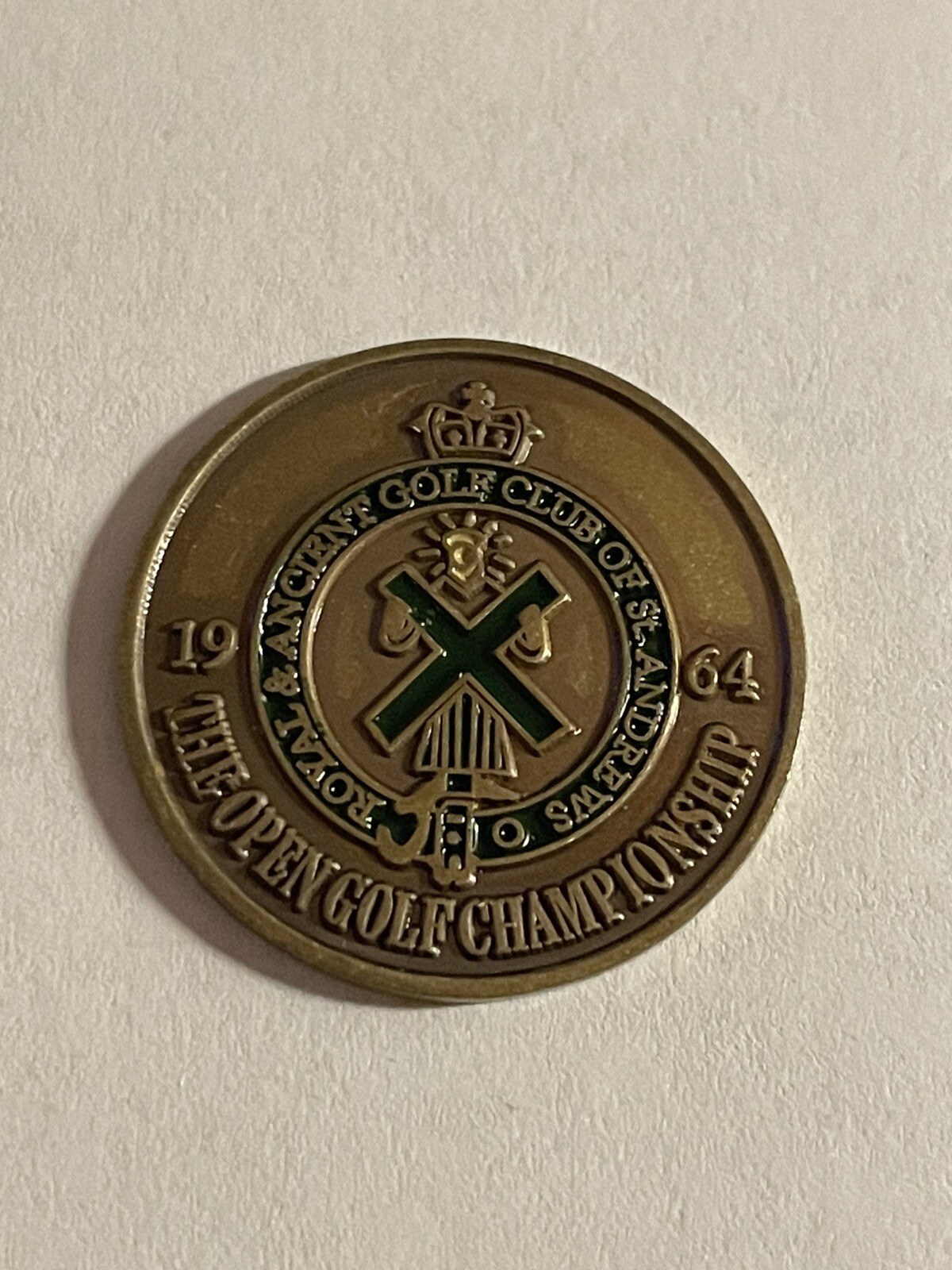 Rare 1964 Open Championship 1" Coin Style Golf Marker - St. Andrews Old Course