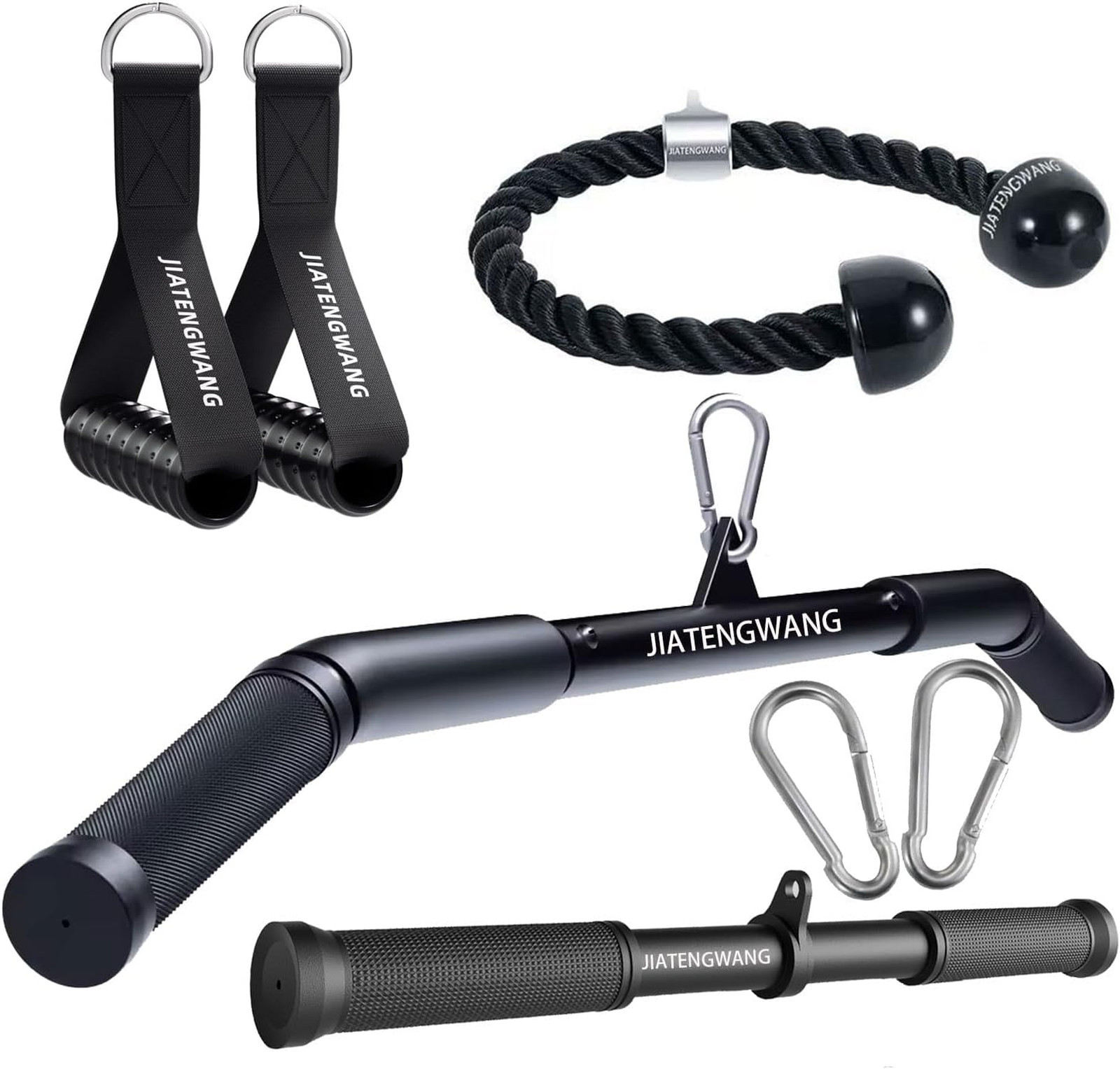 Cable Machine Attachments Set with Triceps Rope and Handles, 39 Inch Pull Down