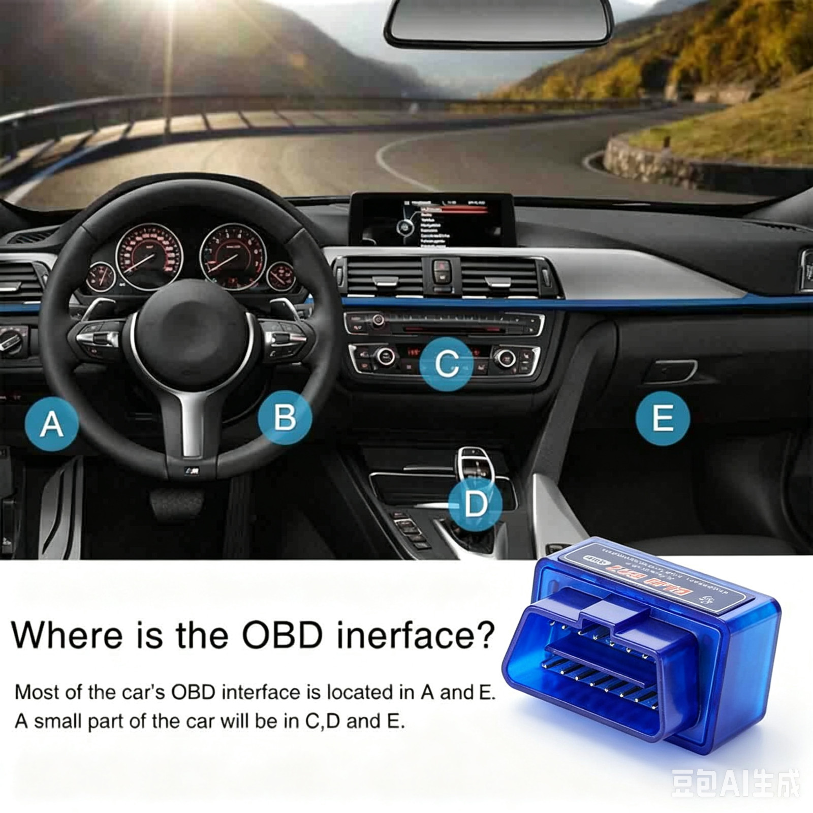 Car ELM327 V2.1 Wireless OBD2 Scanner Code Reader Tool Work For Android IOS Blue