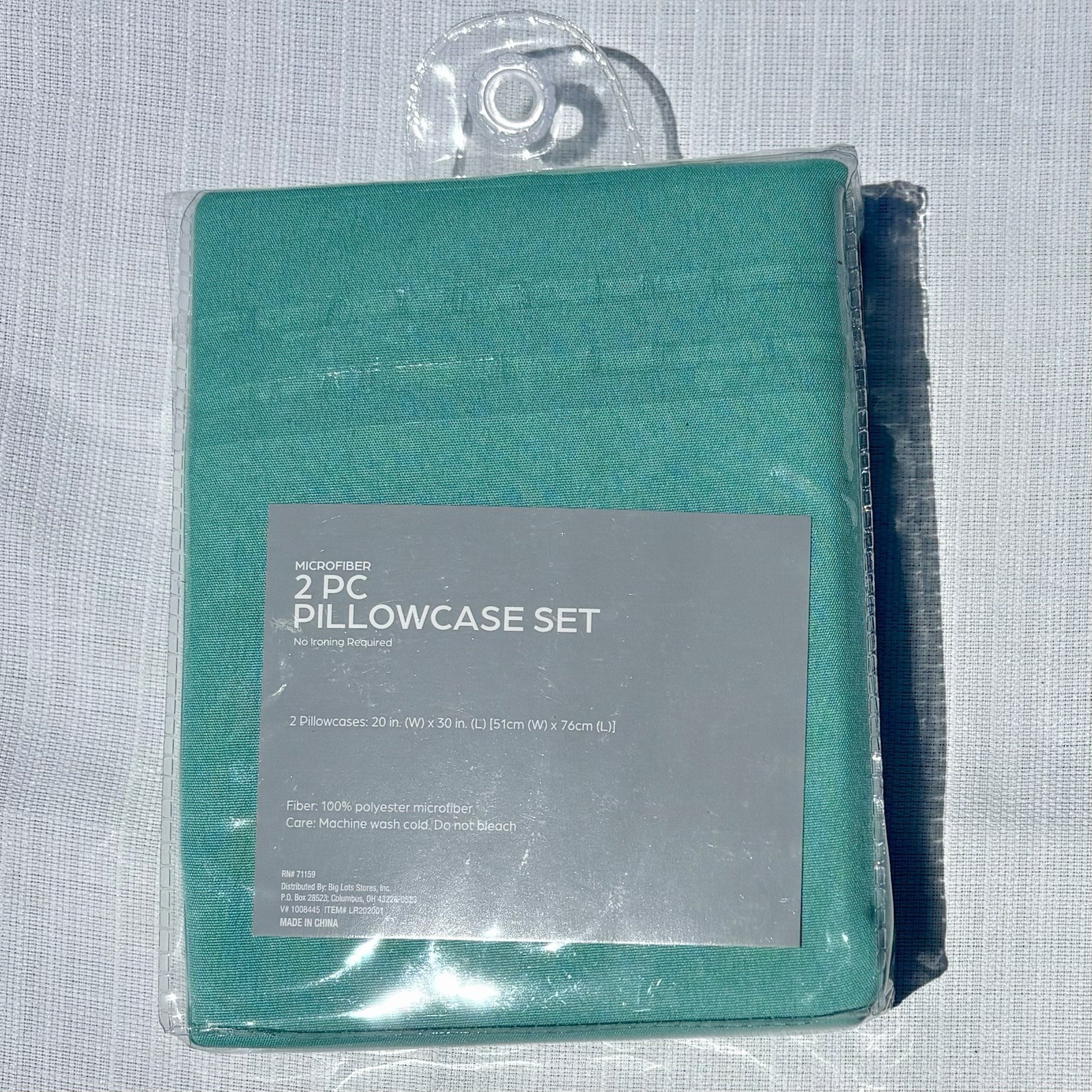 NIP NWT Real Living Microfiber Pillowcase Set 2-Pc Standard Turquoise Aqua 20x30