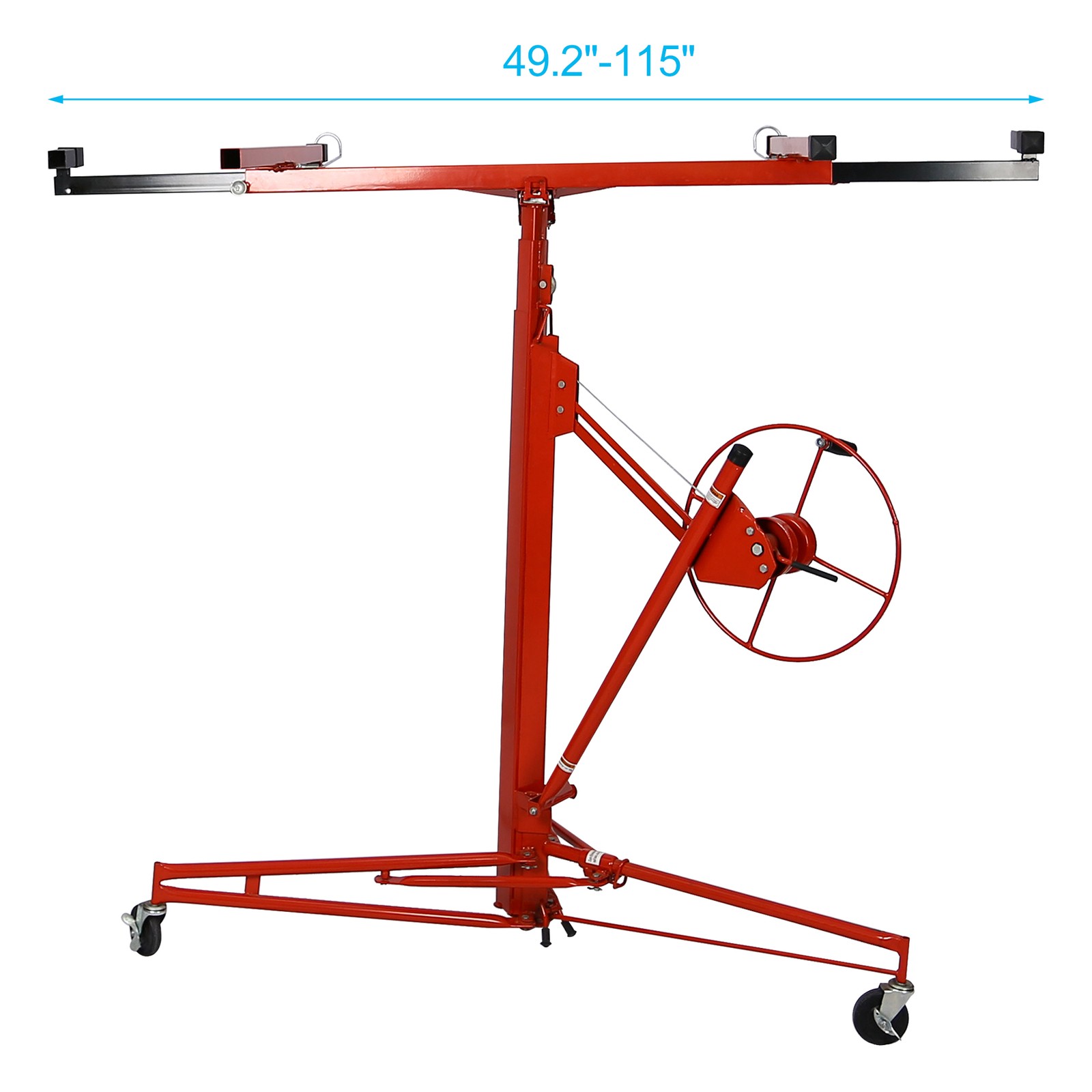 13 FT Drywall Rolling Lifter Panel Hoist Jack Lifter with 4" Lockable Wheels
