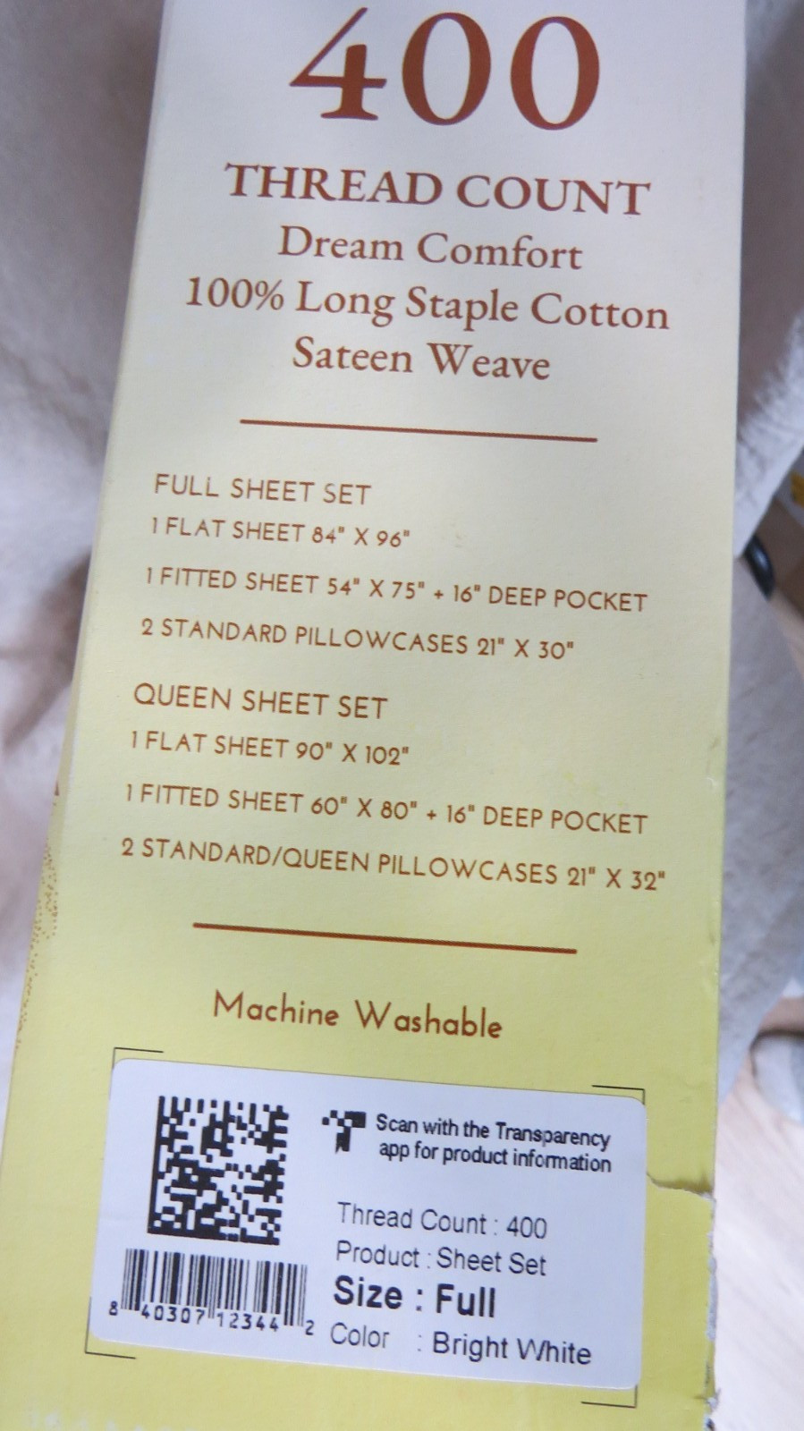 California Design Den Full Sheet Set Soft 400 Thread Count Sateen Bright White