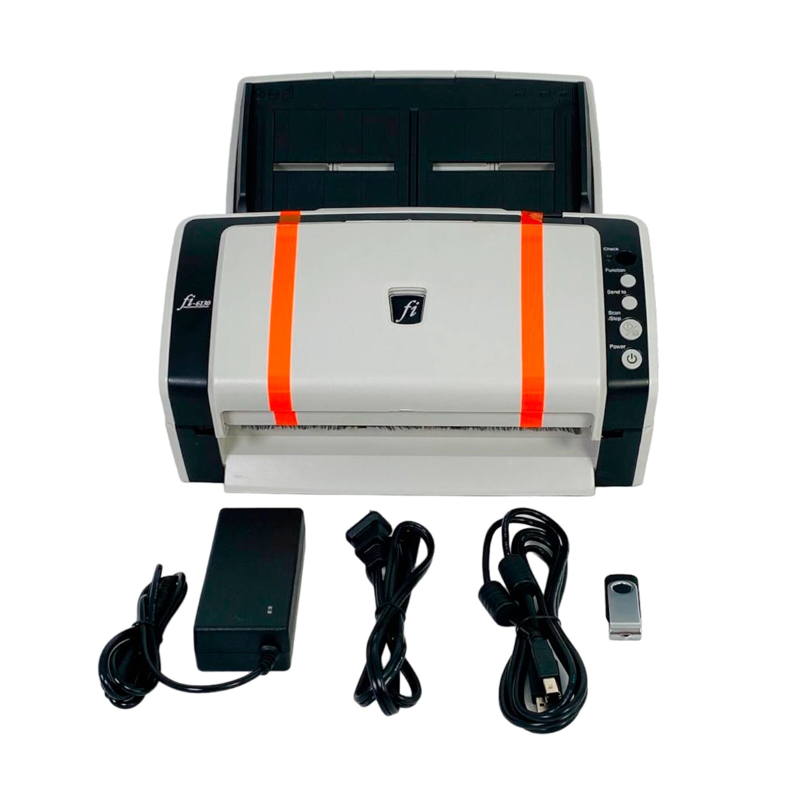 Fujitsu Fi-6130 Scanner For Business w/Adapter+USB+Drivers ZERO ROLLERS COUNT🔥