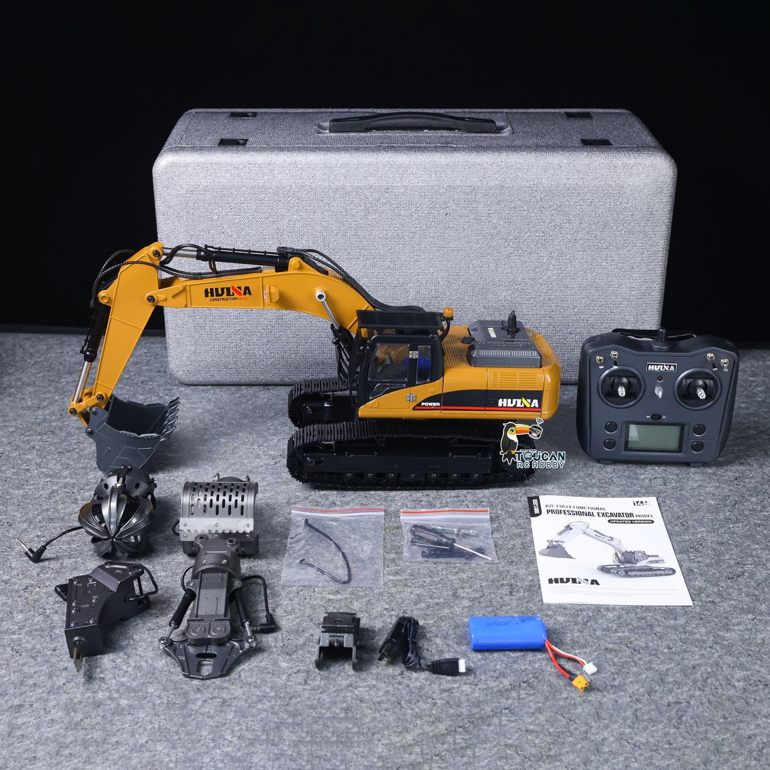 Used HUINA 580 1/14 Metal Excavator Engineering Car Electric Ball Grabber