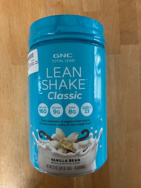 GNC Total Lean Shake Classic Protein Powder Vanilla Bean 27oz Meal Replacement