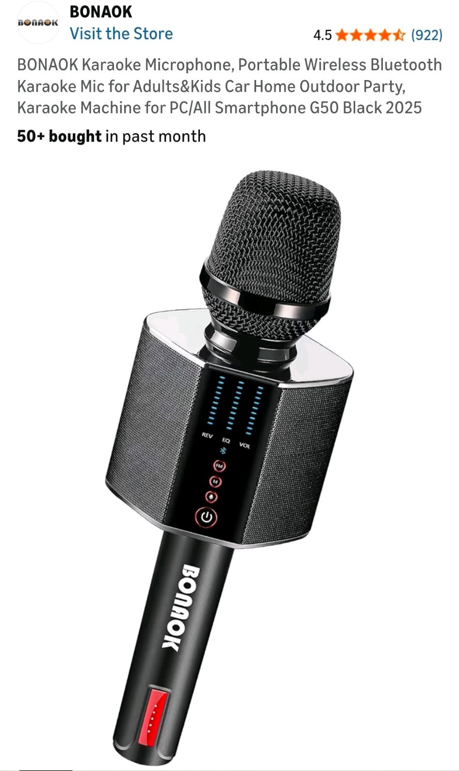 BONAOK Professional Wireless Bluetooth Karaoke Microphone with Case