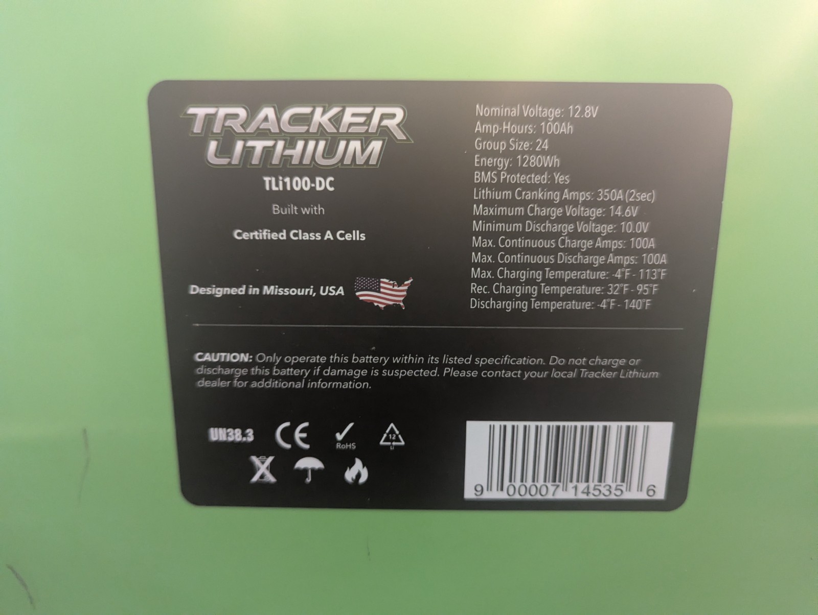 TRACKER GEN2 BATTERY LITHIUM 100AH TLi100-DC Deep Cycle Marine Group 24