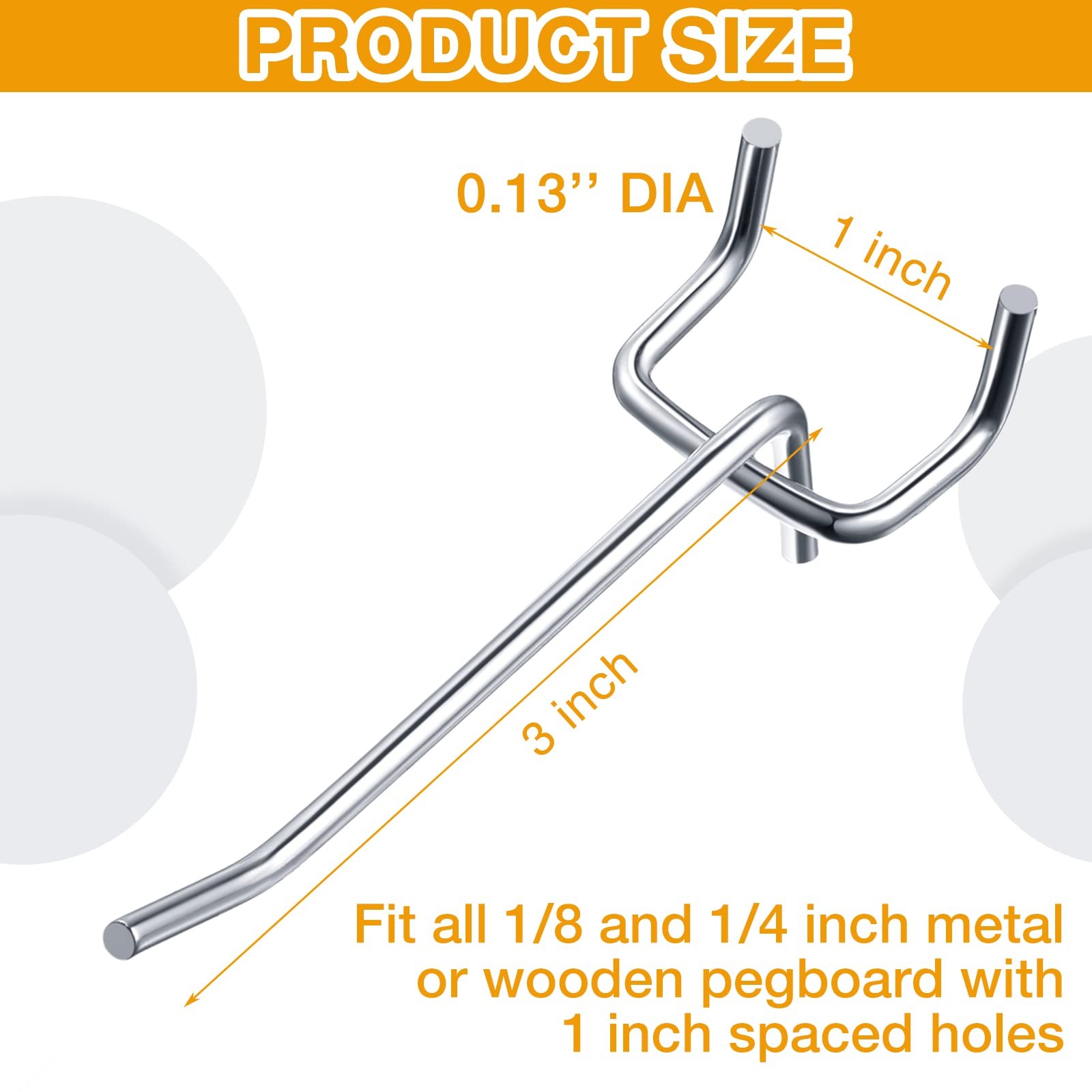 Funrous 100 Pack Peg Board Hooks Stainless Steel Pegboard Hooks Shelving Disp...