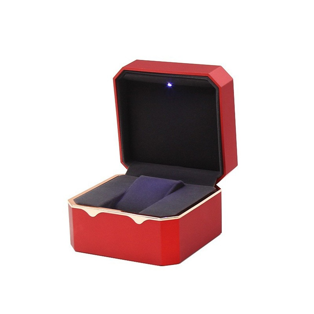 Luxury LED Light Single Watch Case Presentation Display Storage Holder Gift Box