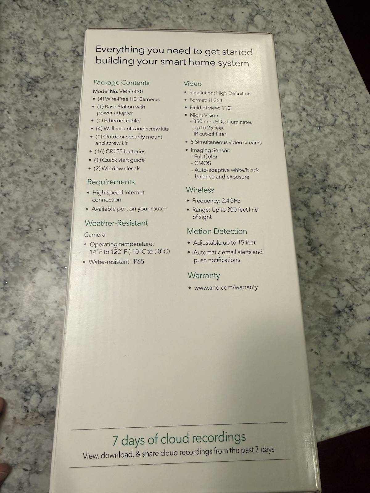 Arlo Wireless Security System Cameras (4) VMS3430-100NAS New Christmas