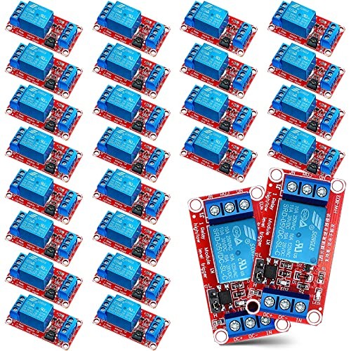 24 Pcs 5v Relay Module One Channel Switch with Optocoupler and Opto