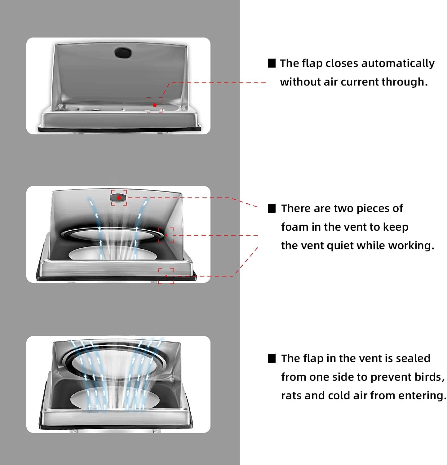 4-Inch External Extractor Wall Vent Cushioned Non Return Flap 100mm