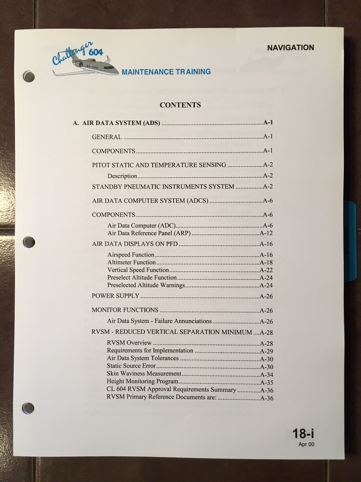 Bombardier Challenger CL-604 Navigation ADS Service Training Manual