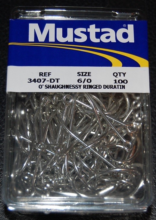 100 Mustad 3407DT Size 6/0 Saltwater Big Game Duratin J Hooks 3407DT-60