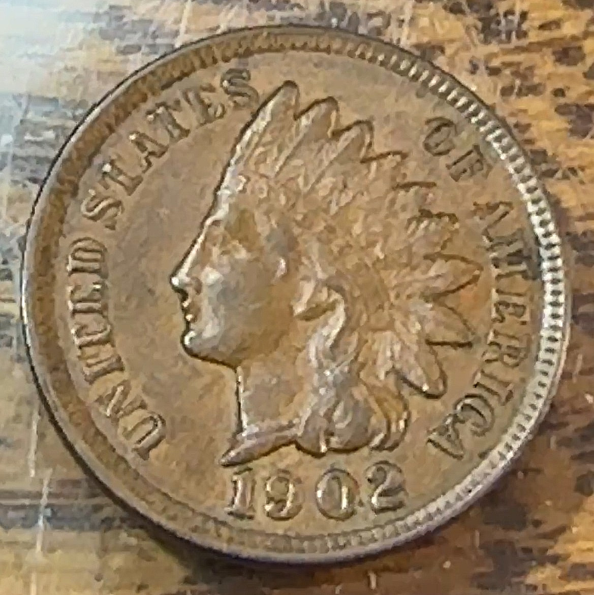 1902 Indian Cent Nice Original AU Full Diamonds CHRC