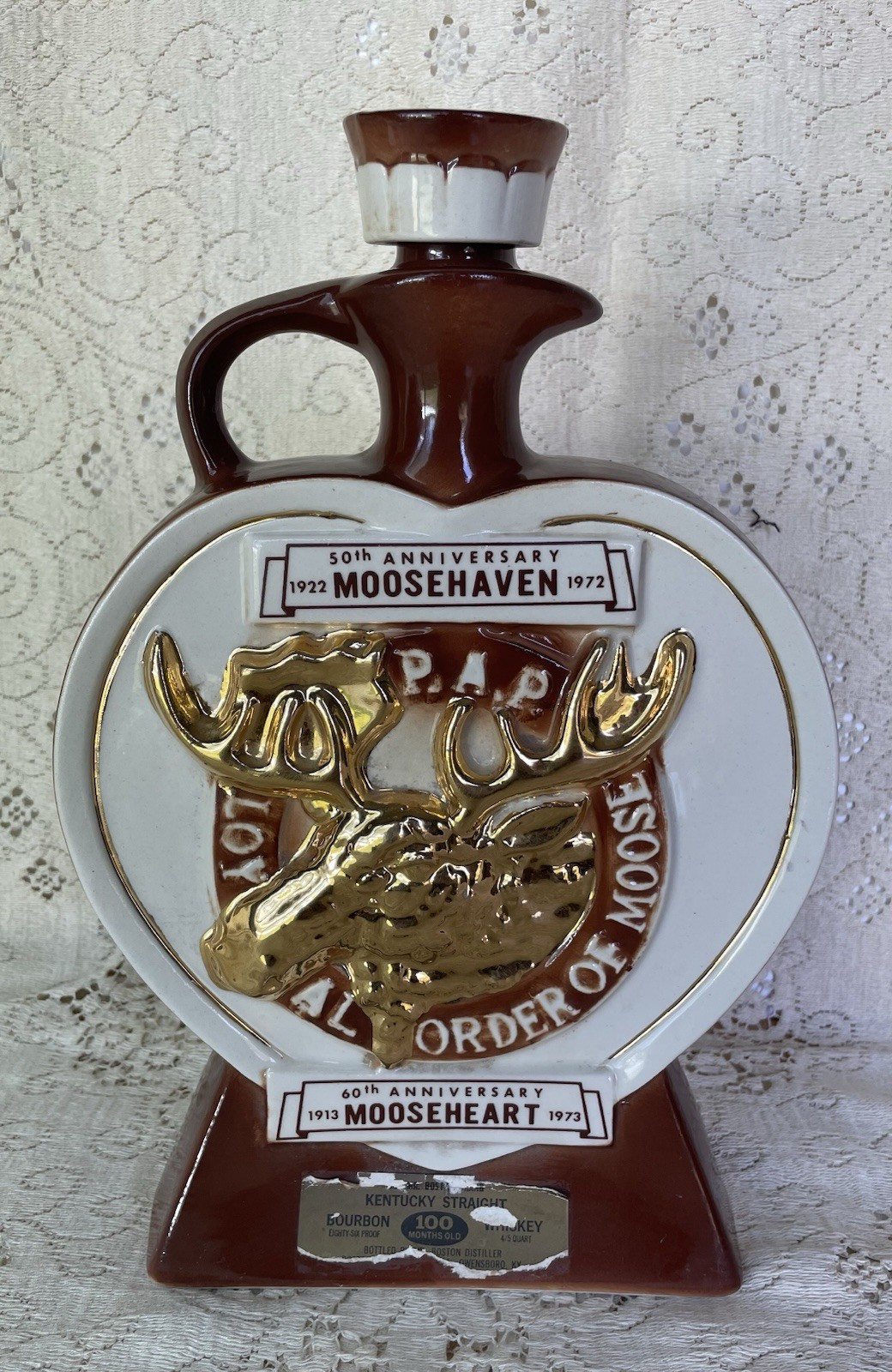 Moosehaven Collectible 1972 Royal Halburton Bourbon Anniversary Bottle *Empty*