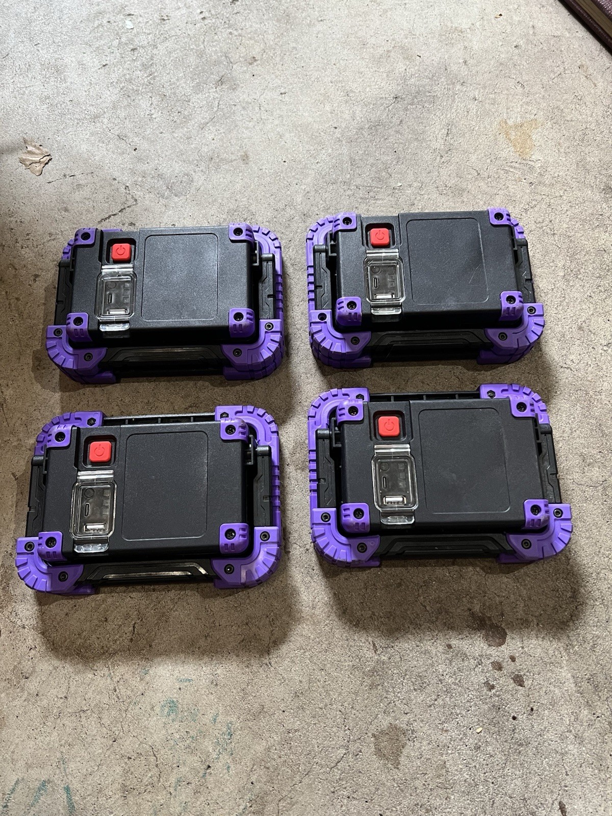 GPRK Portable Rechargeable Black Light Work Light 4 Pack