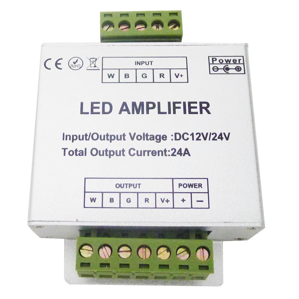 4CH Channels Amplifier 24A DC 12V/24V RGBW LED Data Signal Repeater | Circuit Al