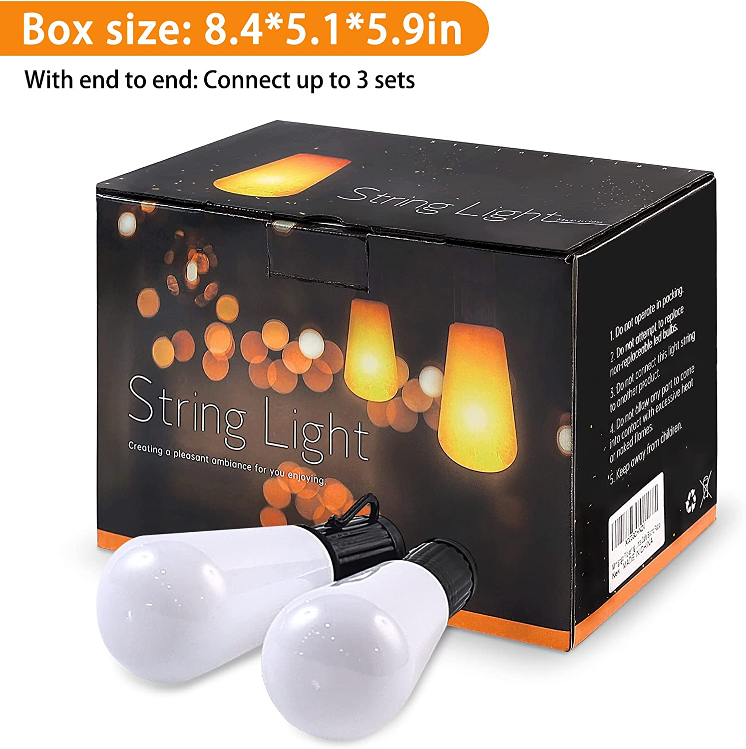 Mimigogo Flickering Flame String Lights22ft 20led String Lights For Outsideplug