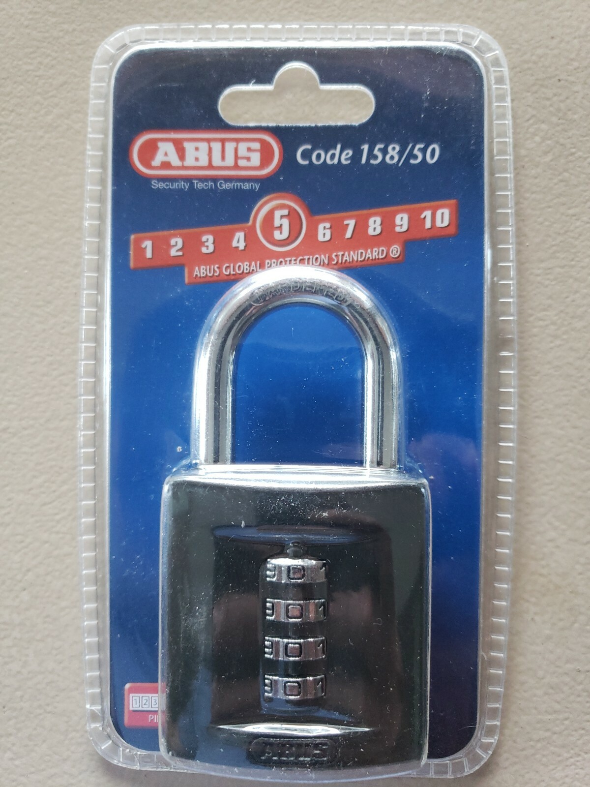Abus 158/50 - Zinc Die Cast 4-Dial Resettable Padlock dark gray