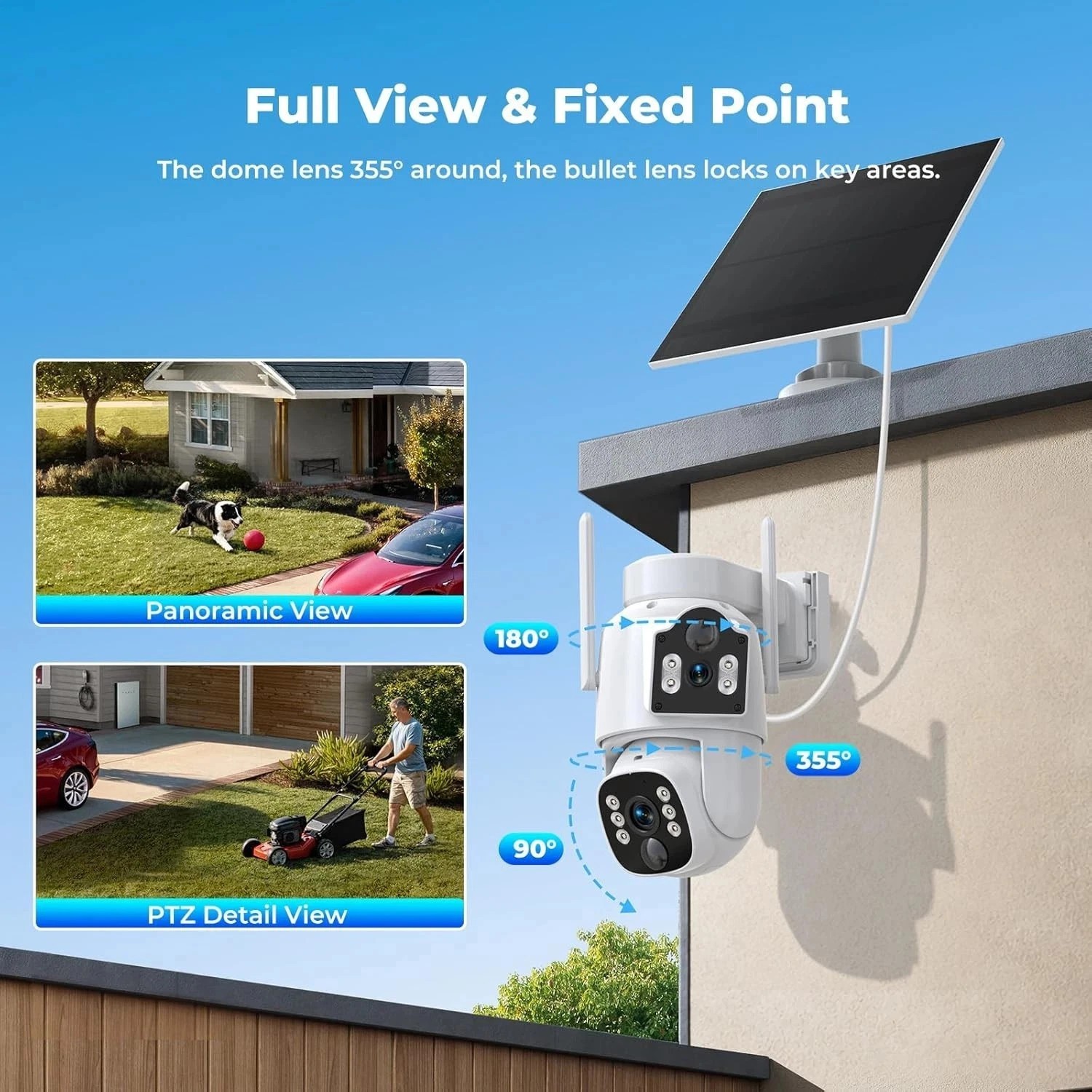 Security Camera System Wireless Solar Panel Outdoor WIFI Home 10CH NVR CCTV Set