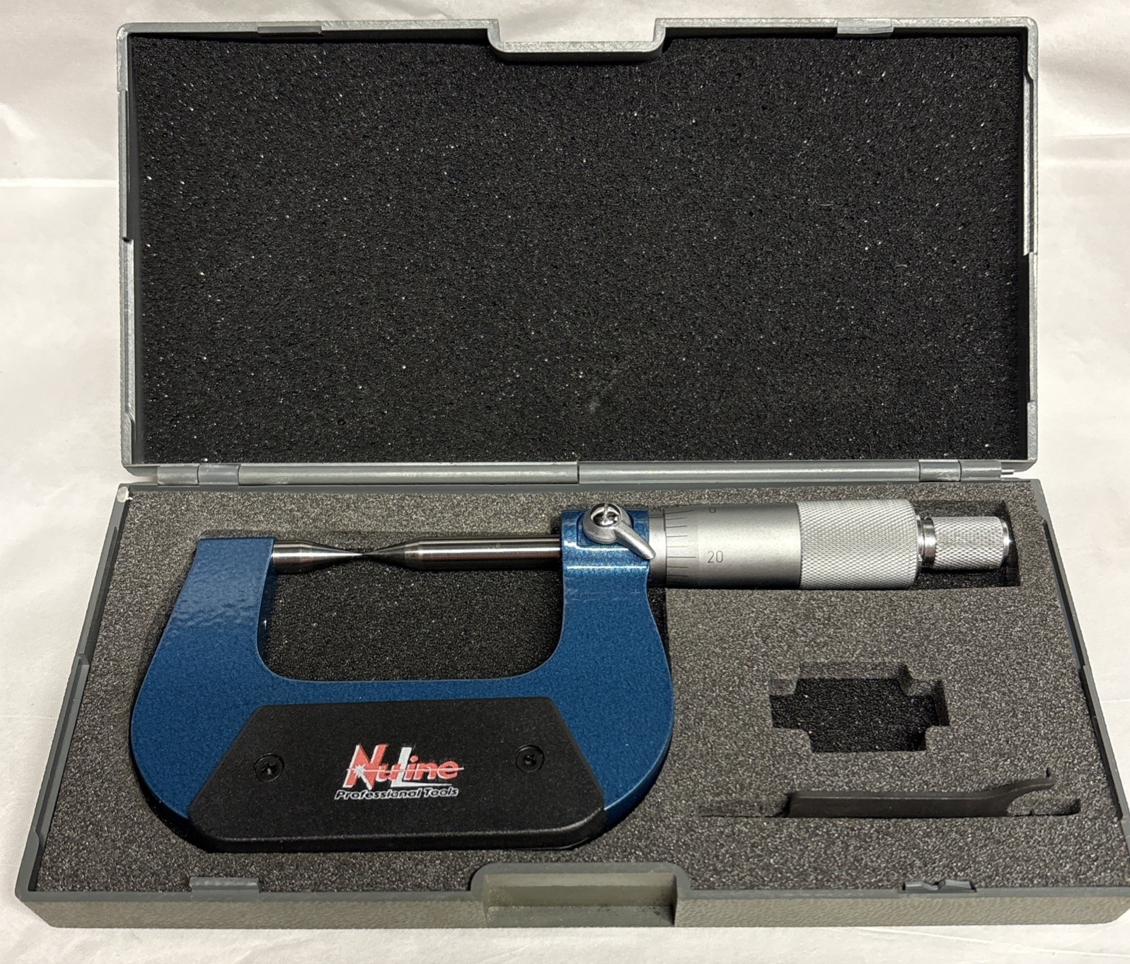 NULINE PRECISION 15° POINT MICROMETER 0-1" RANGE .001" GRADS W/case & Wrench