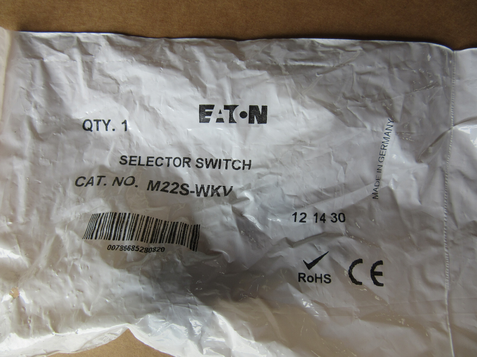Eaton M22S-WKV Selector Switch New in Sealed Bag with Free Shipping