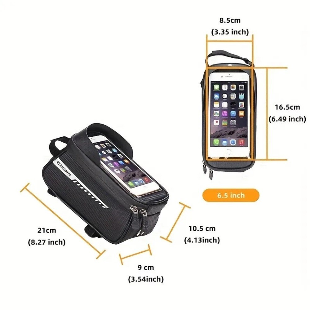 Waterproof Bike Front Frame Bag Touch Screen Visor Cycling Storage Phone Holder