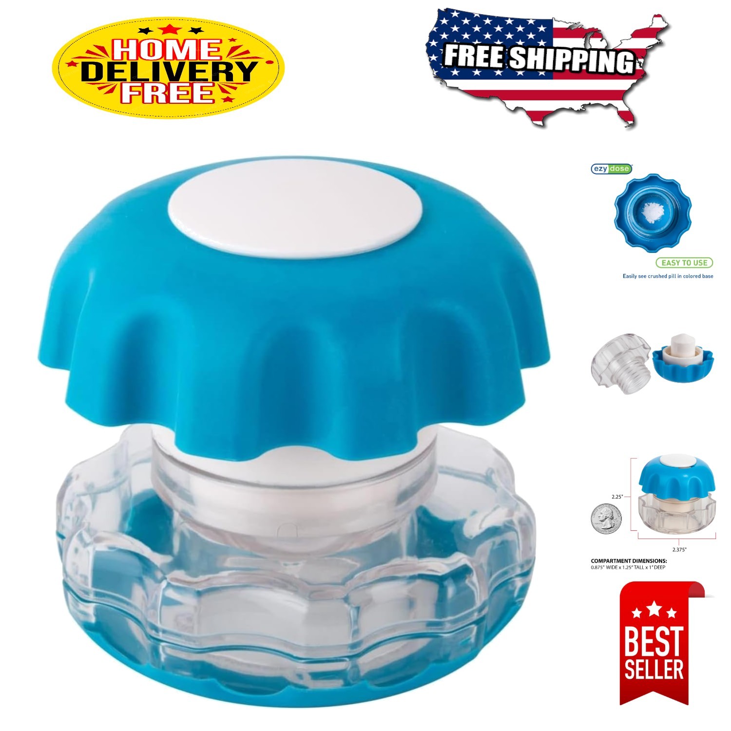Compact, BPA-Free Pill Grinder with Built-in Storage - Everyday Wellness Tool