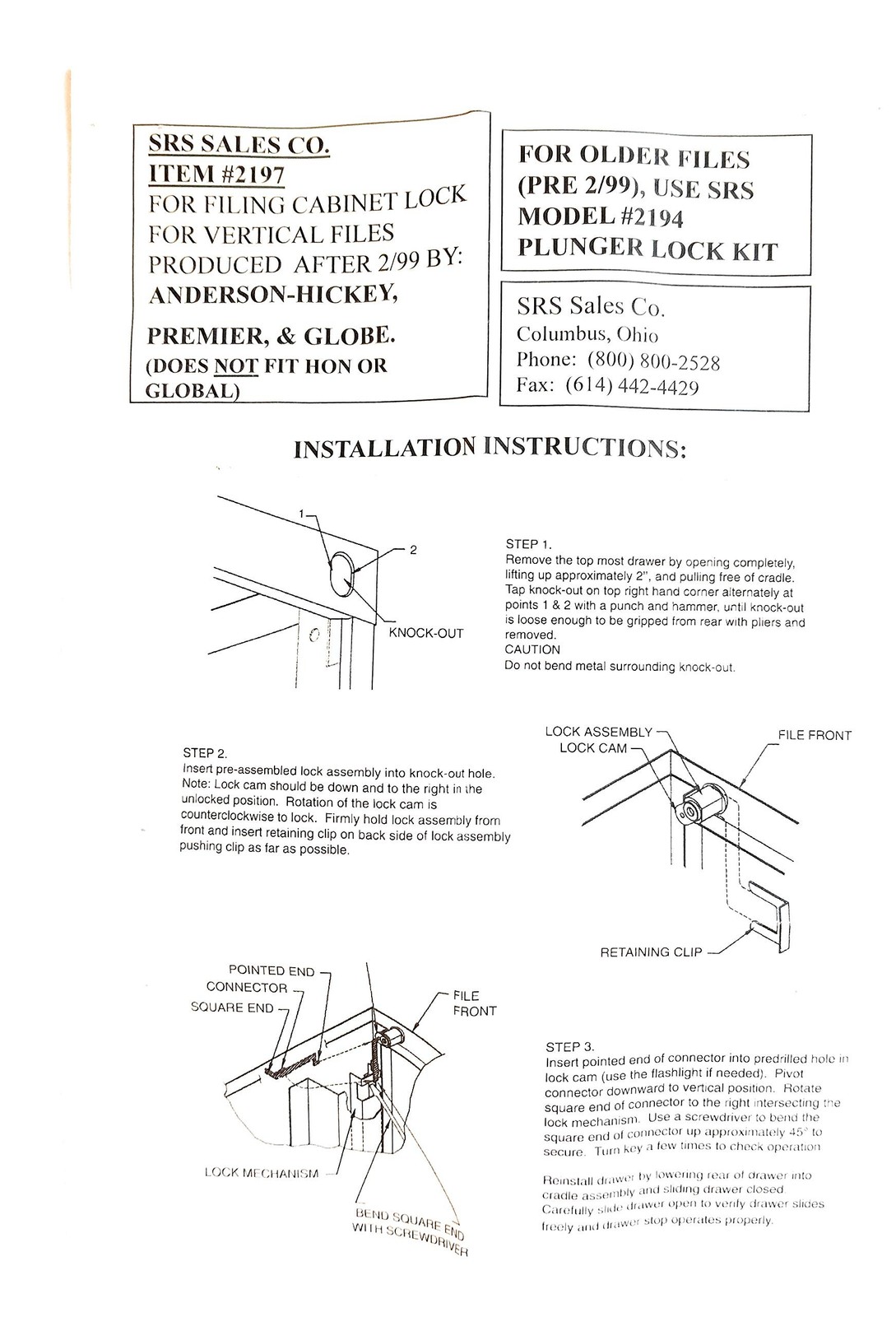 File Cabinet Lock Kit 15500