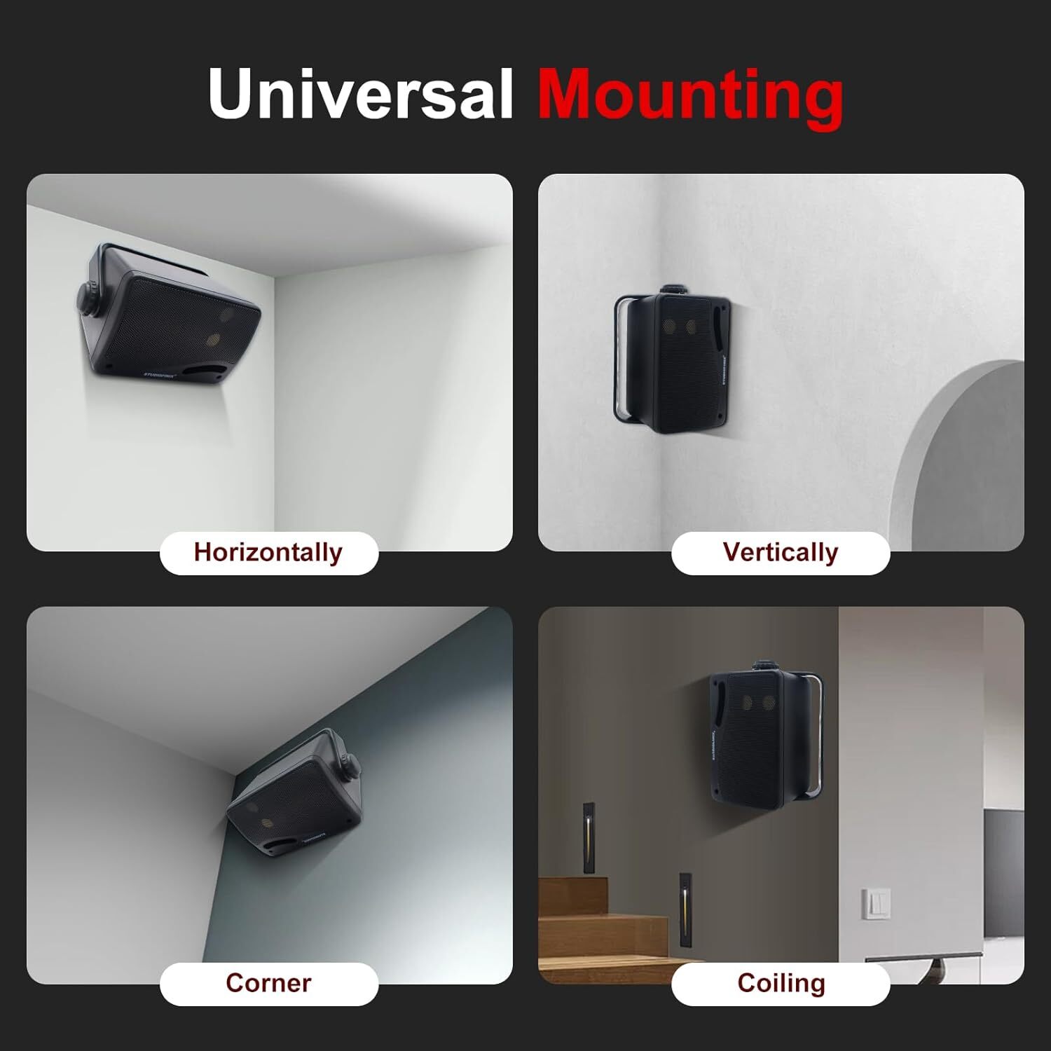 3.5" 3-Way 200W Bluetooth Speakers Waterproof Outdoor Wall Mount 2Pcs