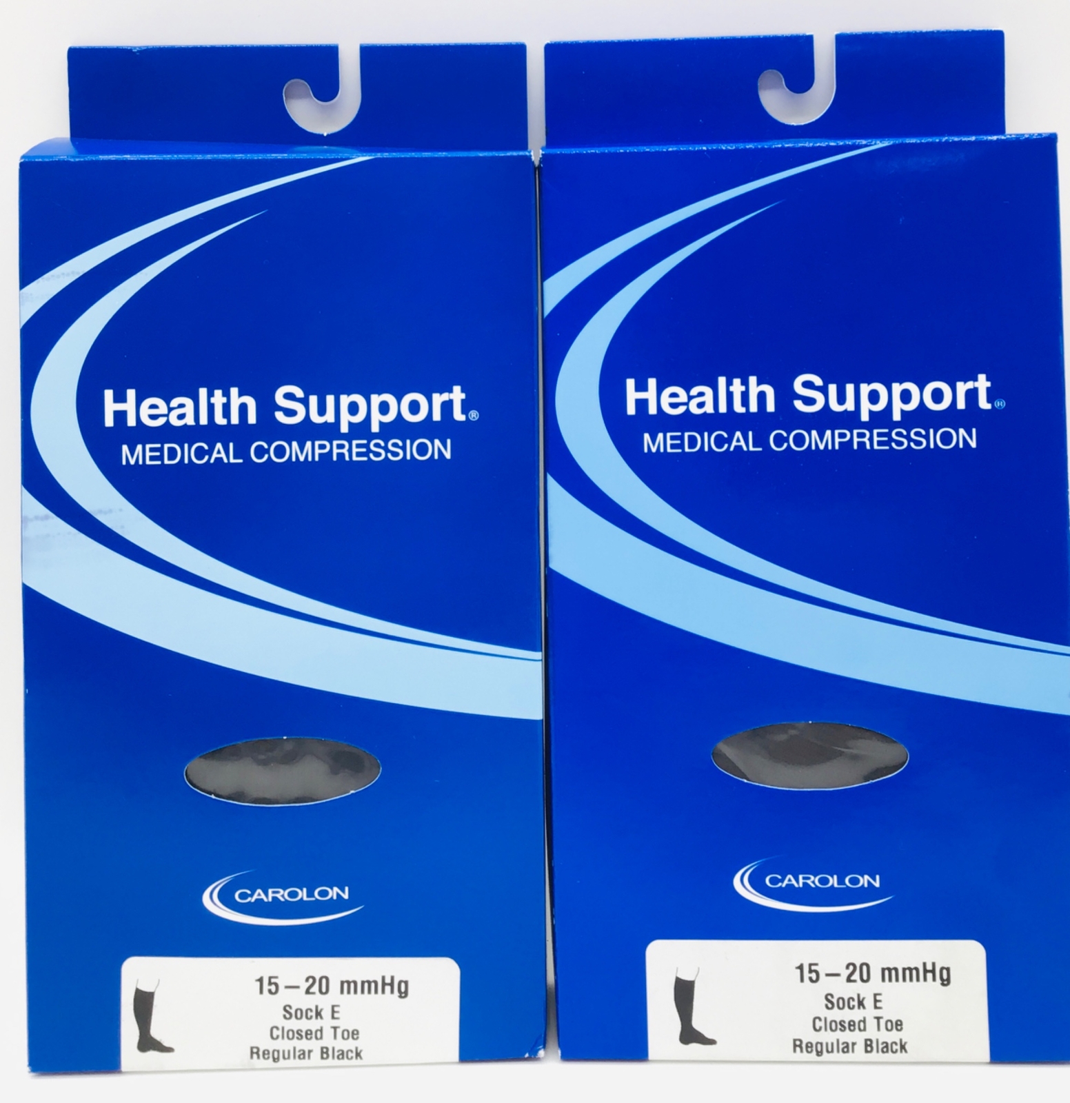 Carolon 261504 Medical Compression Socks Black Closed Toe 15-20mmHg - Lot of 2