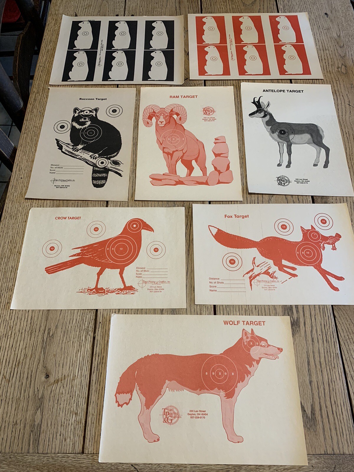 8 Vintage NEW Target Shooting Targets Wolf, Ram, Fox, Crow, Racoon, Antelope +