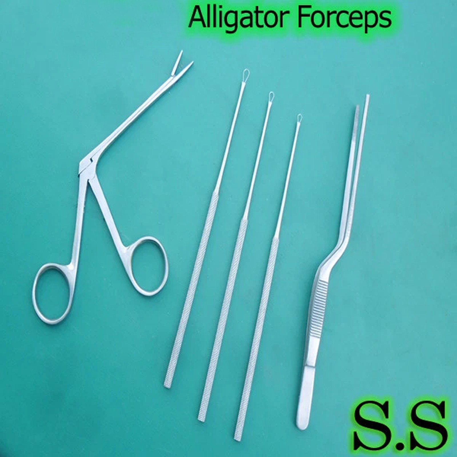5-Pieces Alligator Forceps3.5" Ear Loops Nasal Surgical ENT Instruments