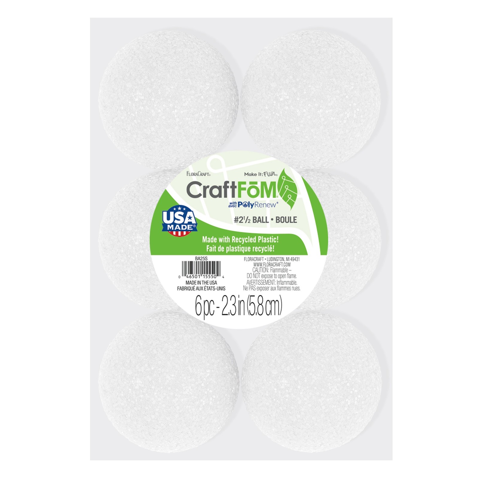FloraCraft CraftFoM Ball 6/Pkg-2.3"