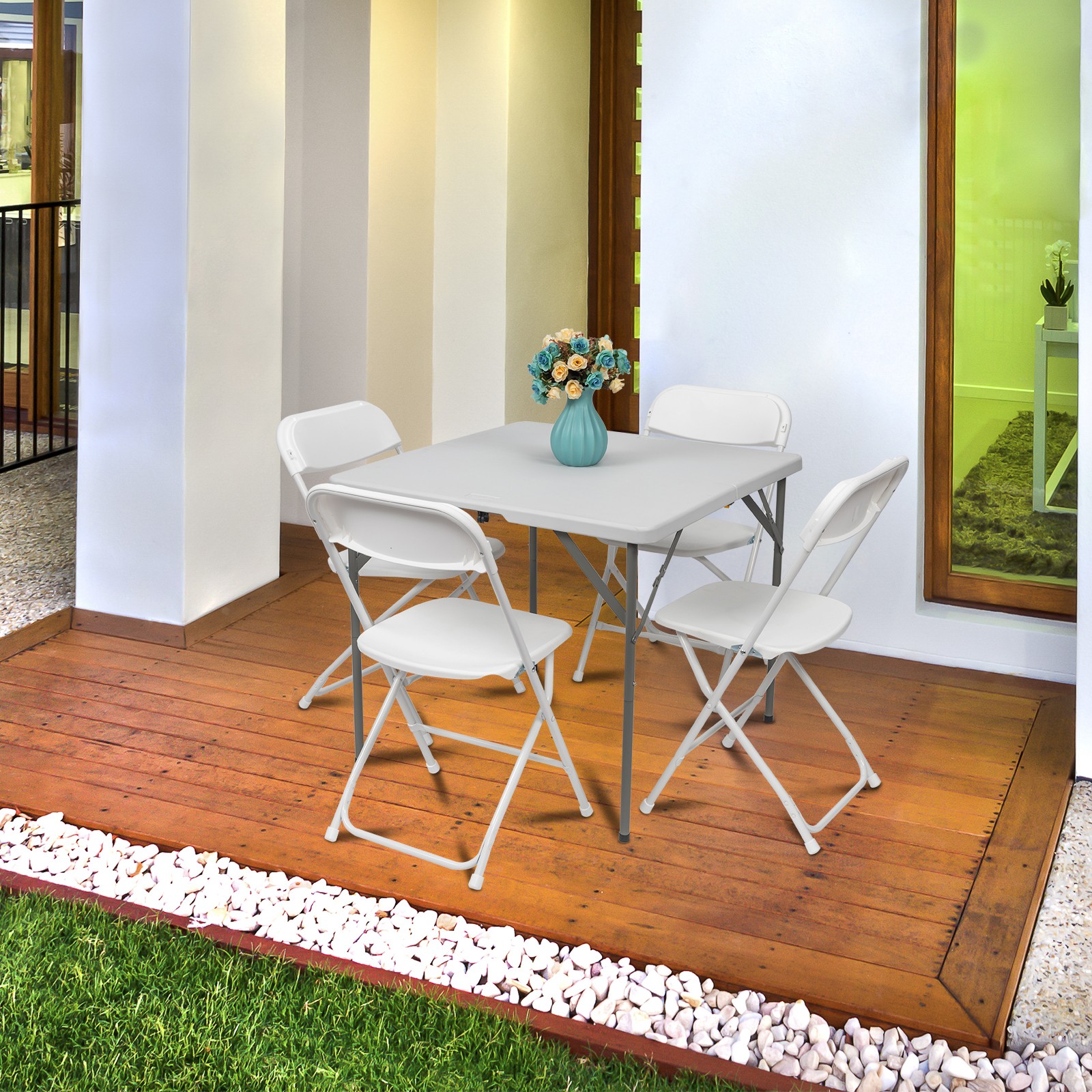 24 Pack Portable Plastic Folding Chairs Party Event Wedding Kitchen Chair White