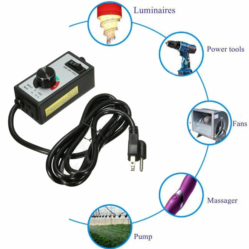 AC 120V 15A Router Fan Variable Voltage Speed Controller Electric Motor Rheostat