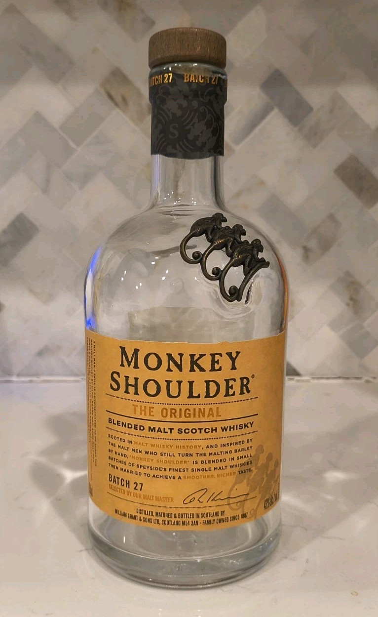 Monkey Shoulder Blended Malt Scotch Whiskey Bottle Empty 750 ML w/ Cork