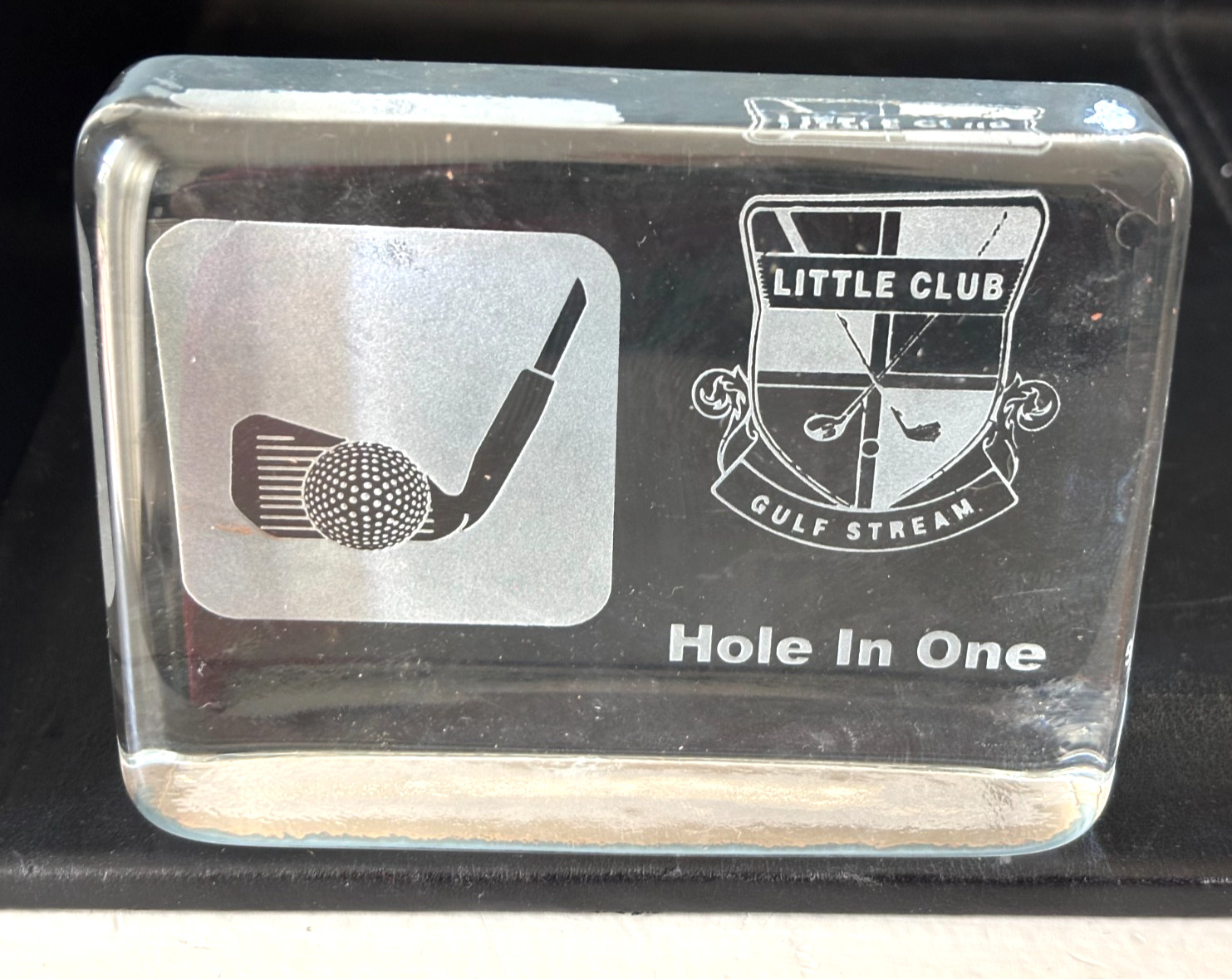 Little Club Gulf Stream Florida Hole In One Golf Glass Paperweight 1 Pound+ VTG