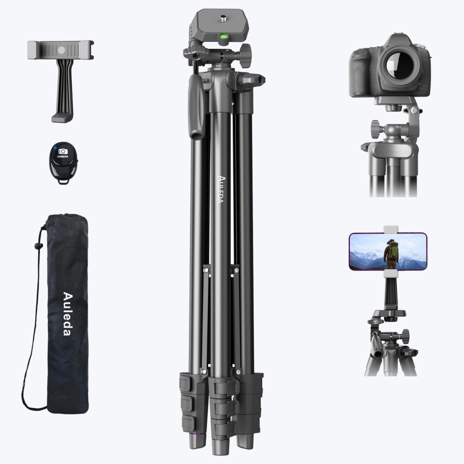 71″ Camera Tripod Aluminum Tall Tripod Stand Compatible with Canon Nikon with Wi