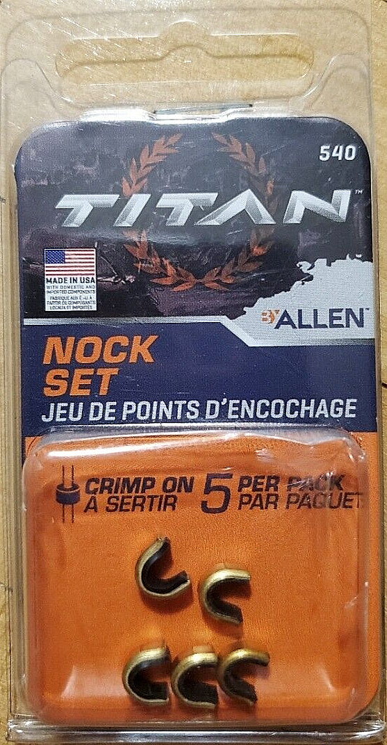 Titan Allen Archery String Nock Set Points 540 Bowhunting 5 Pack NEW Crimp On