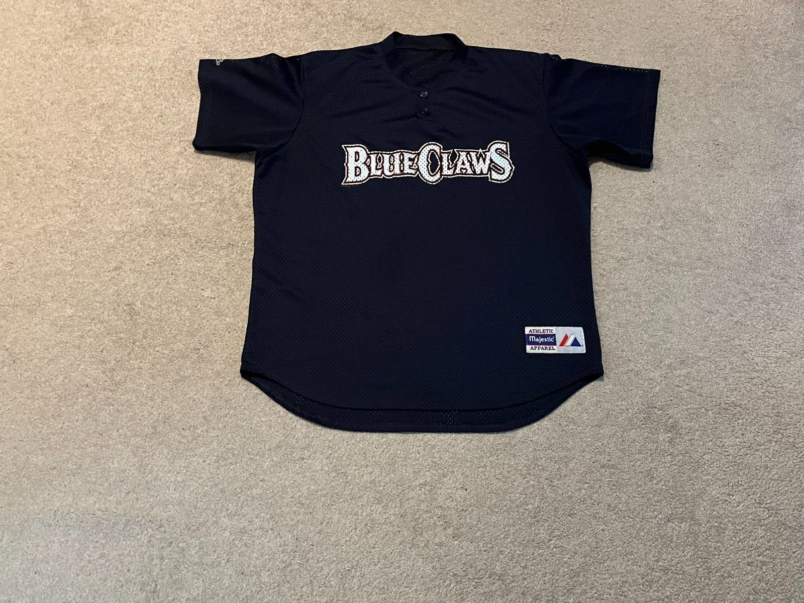 Vintage Rare Majestic Lakewood BlueClaws Blue Adult Jersey 29 1/2" L x 24 5/8" W