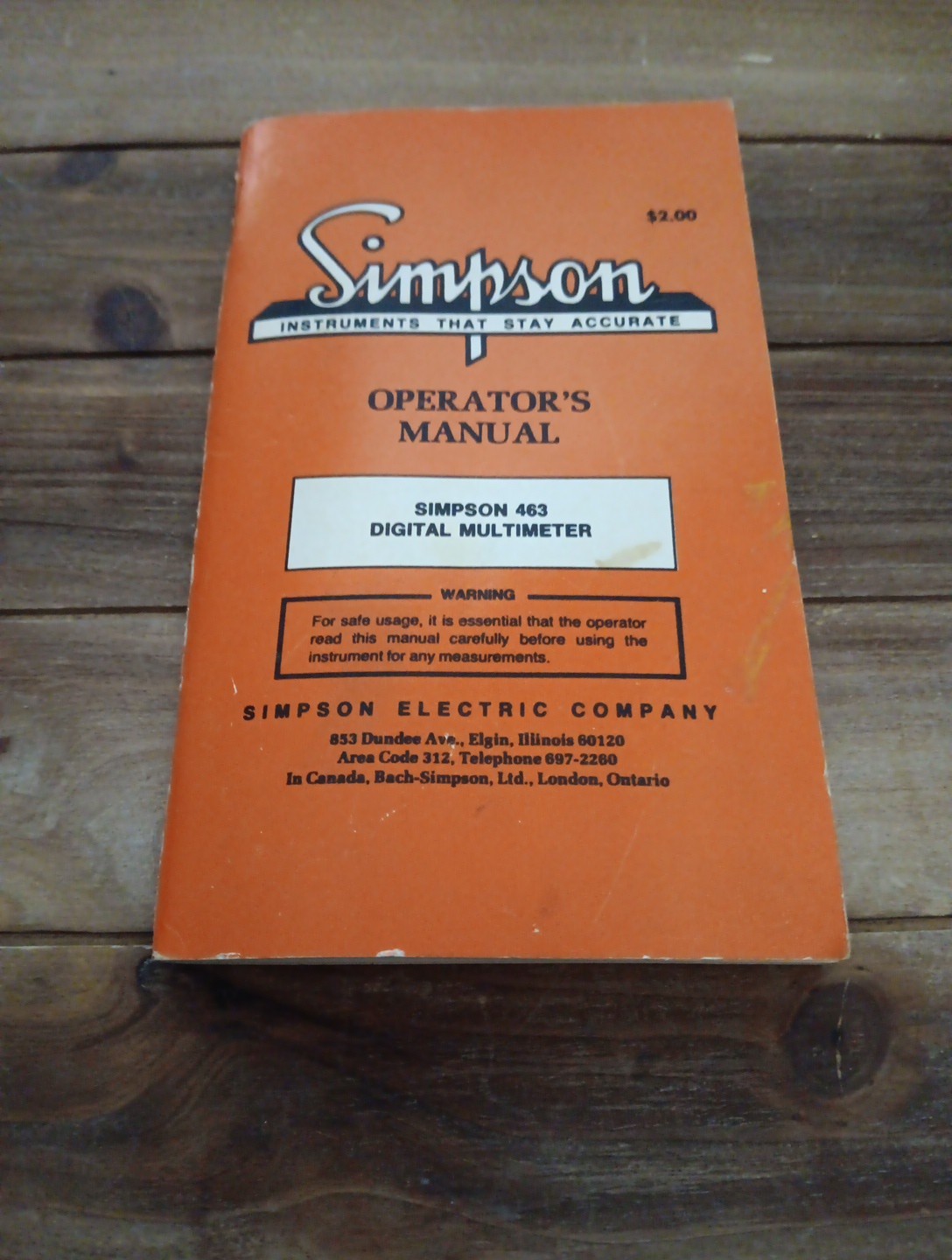 Simpson Digital Multimeter Model 463 Operator's Manual 1979 Original USA
