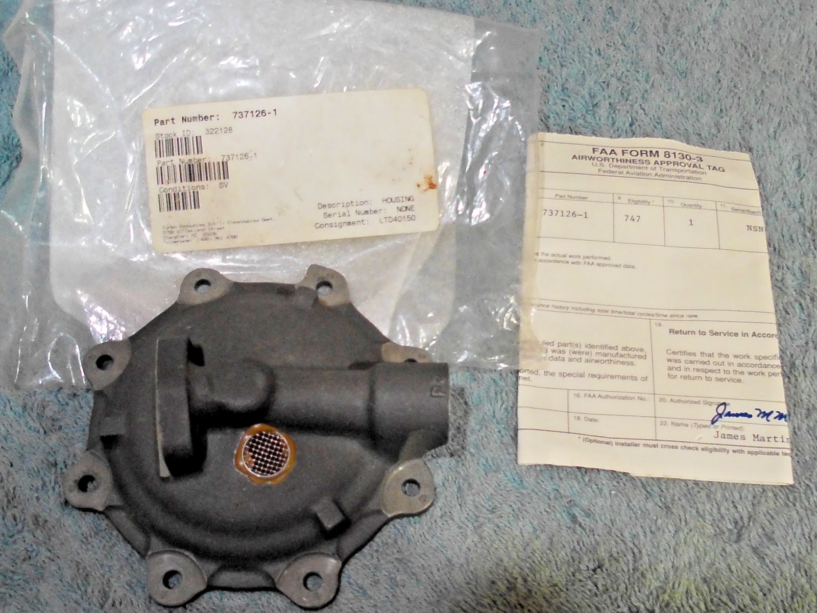 Boeing 737-727 -HOUSING- P#737126-1- WITH FAA FORM