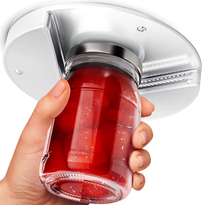 Universal Under Cabinet Can & Jar Opener, Easy Grip Kitchen Tool for Bottles/Jar