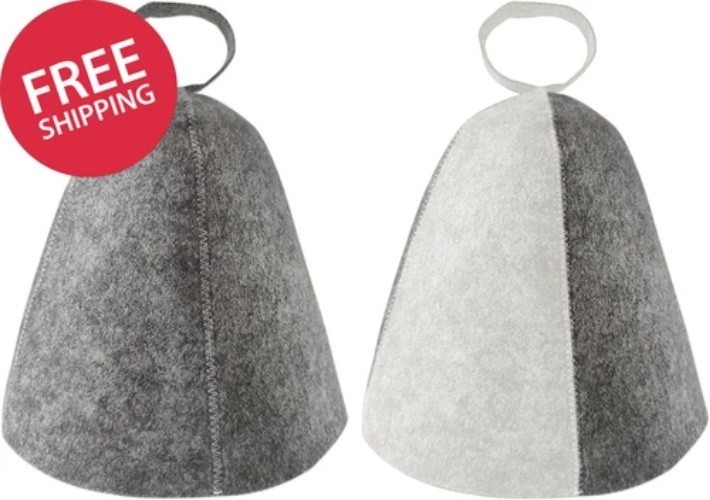 2 Pcs Wool Sauna Hat for for Men Women, Sauna Cap Protects from Overheating & Ha