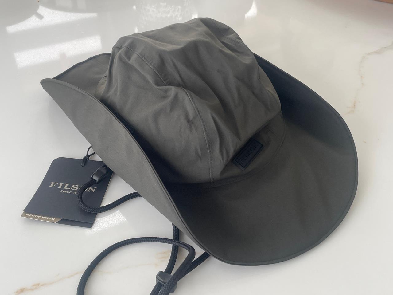 Filson Skagit Rain Hat Peat M L XL Bucket/Boonie Hat Nylon Boating/Fishing
